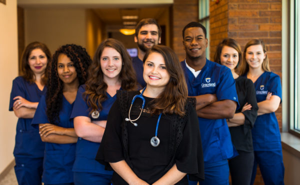 Nursing students pose together for a picture