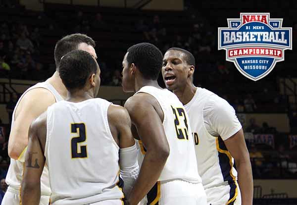 Graceland men's basketball team on the court