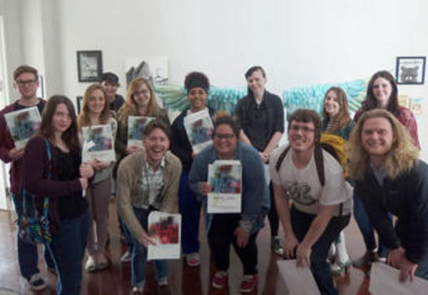A group of student artists who are winners of the annual Juried Art Exhibition