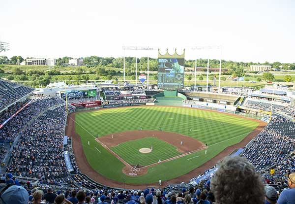 The field at Kauffman Stadium in Kansas City where the Royals are playing the Houston Astros.