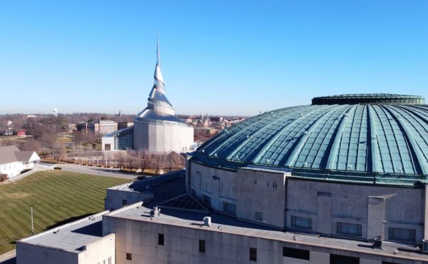 Aerial view of Community of Christ Auditorium and Temple in Independence, Missouri