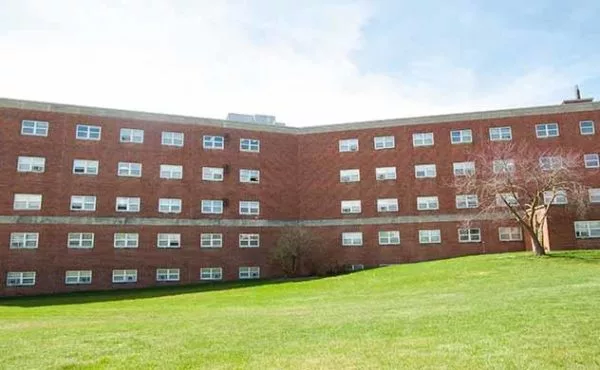 Exterior of brick Graybill men's residence hall