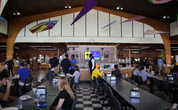 Interior of residential dining hall at a university