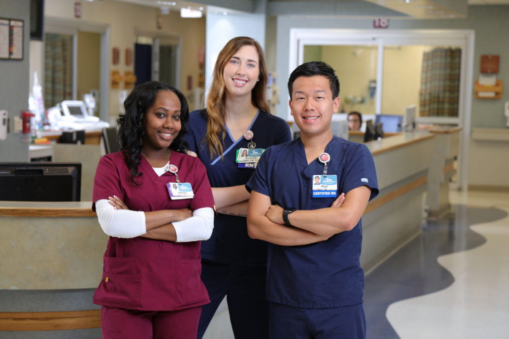 stock photo of diverse group of nurses in hospital