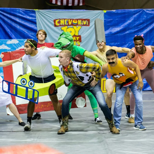 students perform during Airband in gym