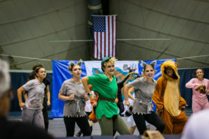 students perform during Airband in gym