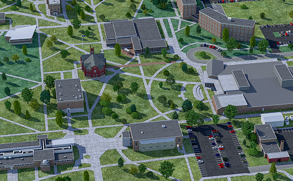 Cropped illustrated map showing central campus