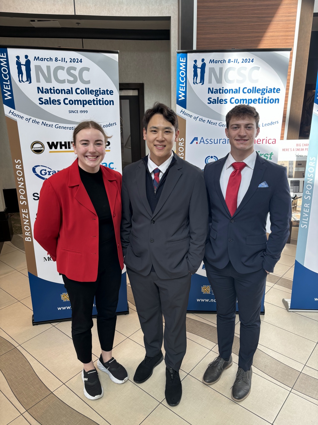 Sehwan Kim with advisees Harrison Sellars and Camry Dillie